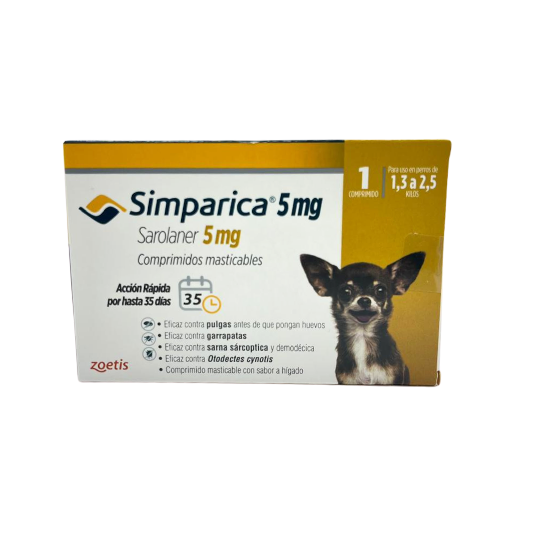 Simparica 1,3 a 2,5kg (5 mg) 1 Comprimido