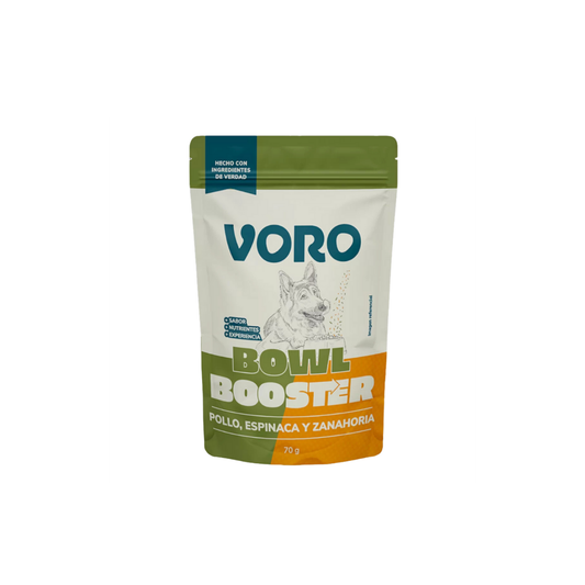 VORO BOWL BOOSTER SABOR A POLLO, ESPINACA Y ZANAHORIA 70G